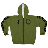 Hooded Zip Up - Bolt Skull Candy - Military G